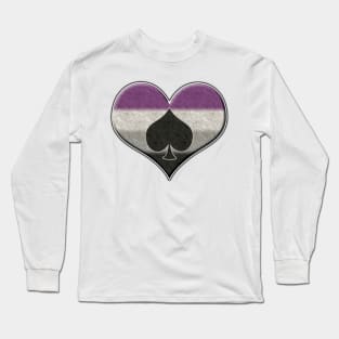 Large Asexual Pride Flag Colored Heart with Ace Symbol Long Sleeve T-Shirt